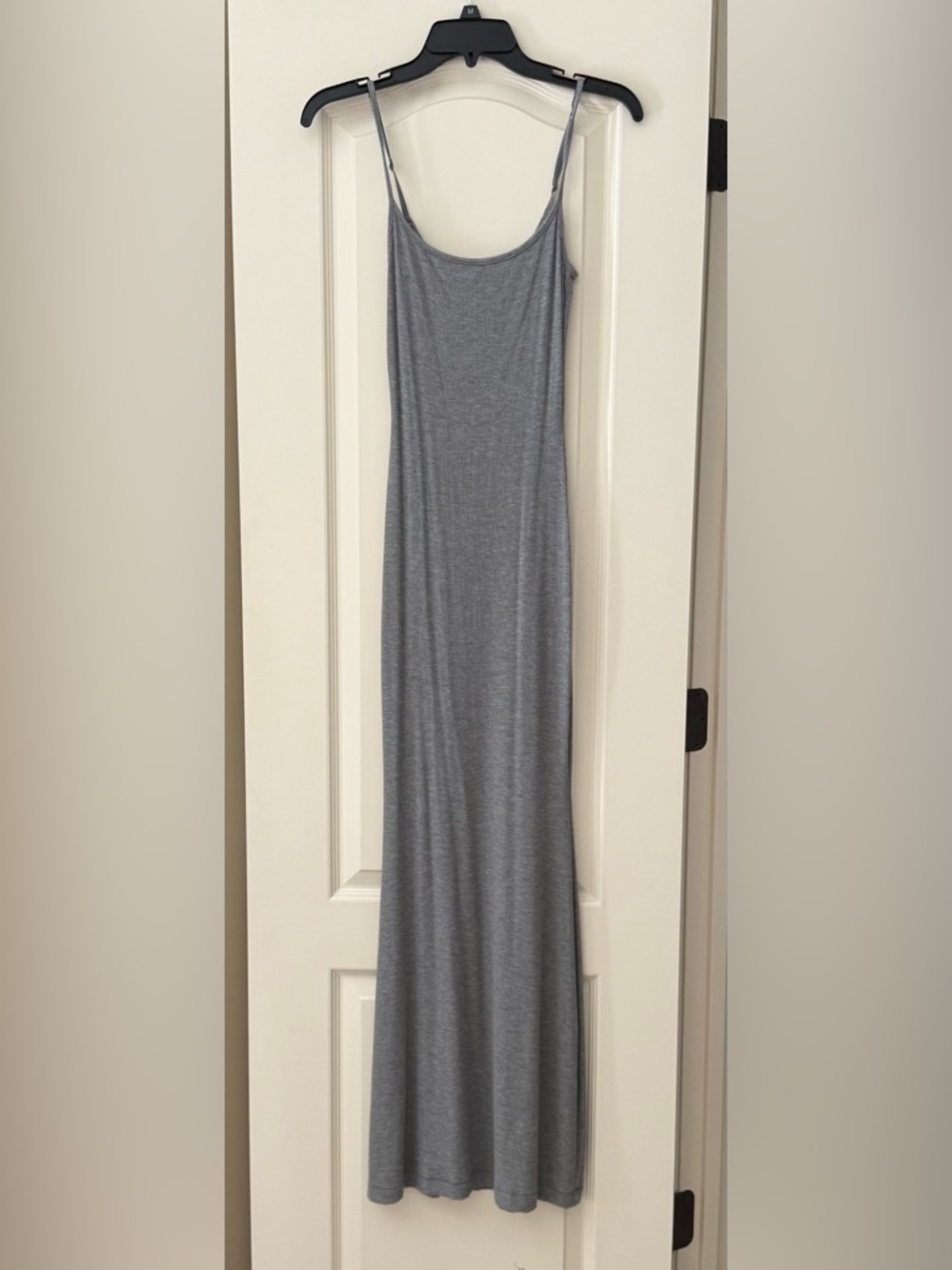 SKIMS Grey Ribbed Maxi Slip Dress